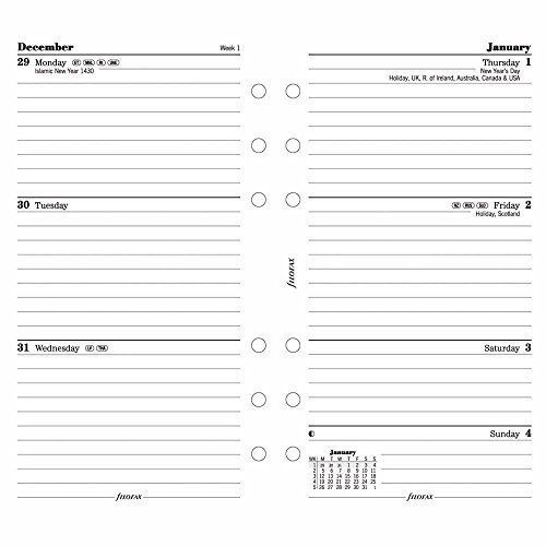 Filofax Week to View Lined Refill for 2016 Personal Size Yearly Calendar, Whi...