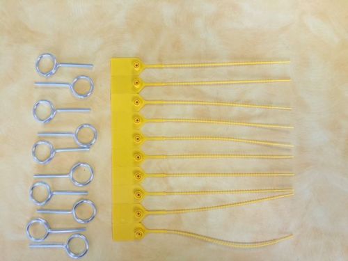 10-fire extinguisher pull pins, 10 yellow safety seals for sale
