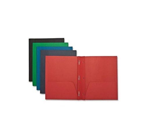 Sparco 2-Pocket Folders with Fasteners 1/2-Inch Capacity Letter 25-Box Assort...
