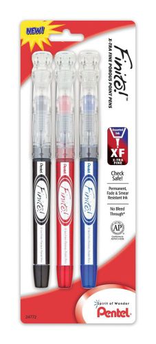 Pentel Finito Porous Point Pen Fine Point Tip Assorted Ink 3 Pack (SD98BP3M)