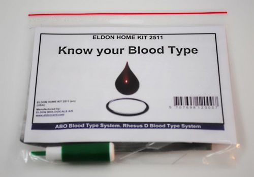 Blood Typing Test Kit EldonCard Type Quick Easy Testing