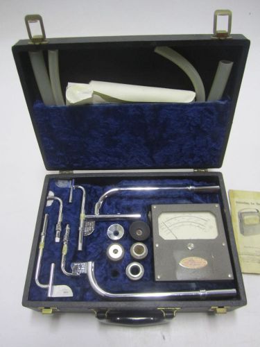 Vtg Alnor Type 3002 Velometer W/ Case Fittings Attachments Set Flow Velocity