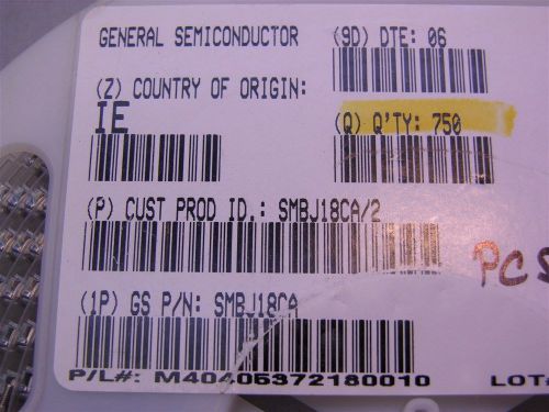 750 General Semiconductor SMBJ18CA 18V SMT Transient Suppressors