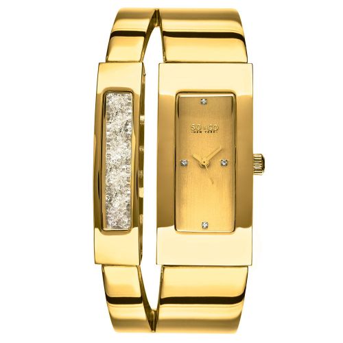 SO &amp; CO Women&#039;s 5252.2 SoHo Quartz Gold Tone Stainless Steel Bangle Watch