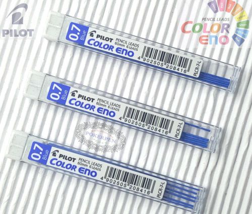 3xTube-PLCR-7-R-Pilot-color-eno-Mechanical-pencil-lead 0.7X 60mm BLUE colour