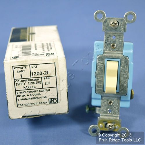 New Leviton Ivory INDUSTRIAL Toggle Wall Light Switch 3-Way 15A 1203-2I Boxed