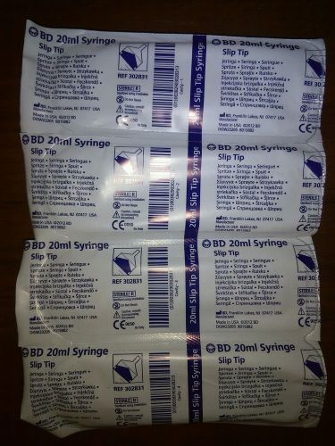 BD 20 ml Slip Tip Syringe REF 302831 New Sterile 4 Pack Set