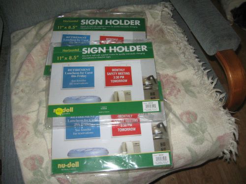 Nu-dell 11&#034; x 8.5&#034; horizontal wall mount sign holder, clear for sale