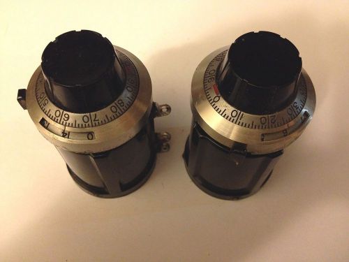 Pair of Vintage Used Helipot Potentiometers w/ Duo-Dials - Model A, 1K, Lin 0.5