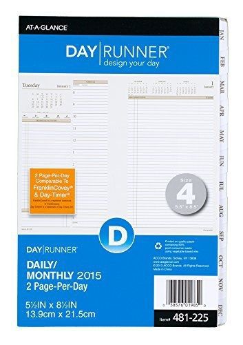 Day Runner 2015 Two-Pages-Per-Day Planning Pages, 5 1/2 x 8 1/2