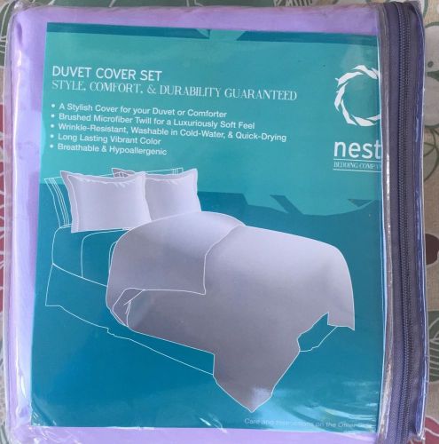 Nestl Duvet Cover Set Queen Size 100% Microfiber - LAVENDER PURPLE w/shams