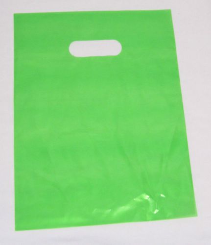 100   12&#034; x 15&#034; LIME-GREEN GLOSSY Low-Density Plastic Merchandise or Party Bags