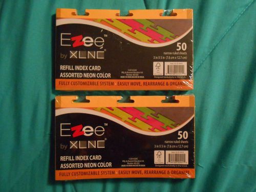 XLNE Refill Neon Index Cards Lot, New, 100 Cards, 3in. x 5in.