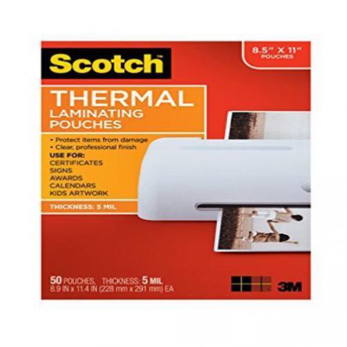 Scotch thermal laminating pouches 8.9 x 11.4&#034; es 5 mil thick 50-pack (tp5854-50) for sale