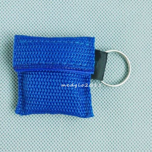 50 PCS/Pack CPR MASK WITH KEYCHAIN CPR FACE SHIELD NO LOGO FOR CPR  AED BLUE