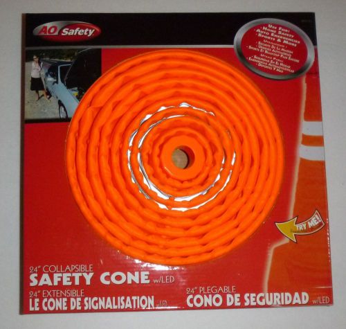 Aosafety 24&#034; collapsible orange safety cone new in box  led light reflective for sale