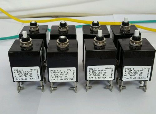 LOT of 8 AIRPAX SENSATA PR21-1-4.00A-XX-S-V Magnetic Circuit Breaker 2 Pole 4A