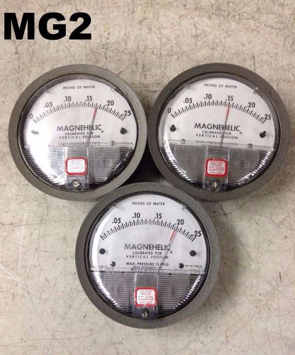 Dwyer Magnehelic 2000-00 Differential Pressure Gage 0-.25&#034;- Lot of 3