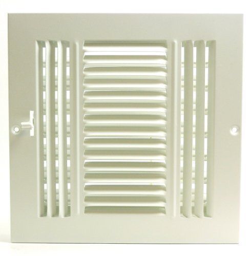 8w&#034; x 8h&#034; fixed stamp 3-way air supply diffuser, hvac duct cover grille white for sale