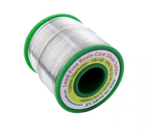 Lead-Free Rosin-Core Silver Solder - 1.0 mm Diameter - 1 lb Roll