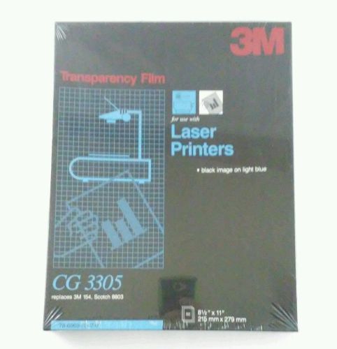 3M Box Of 50 Sealed 8.5&#034;x11&#034; CG 3305 Transparency Film Black Image On Light Blue