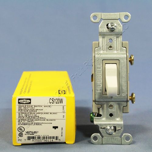 New hubbell bryant white commercial quiet toggle wall light switch 20a cs120w for sale