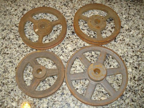 VINTAGE LOT OF 4 CAST IRON PULLEYS BROWNING WORTHINGTON INDUSTRIAL STEAM PUNK