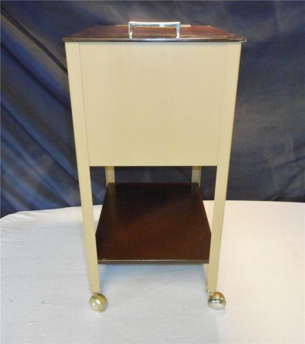 Vtg retro w.p. johnson co industrial file cabinet rolling metal storage stand for sale