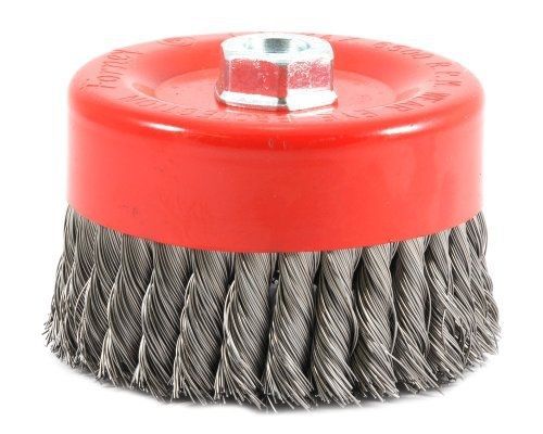Forney 72756 Wire Cup Brush, Knotted with 5/8-Inch-11 Threaded Arbor,