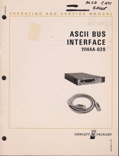 Operating Service  HP Manual ASCII Bus Interface 11144A-020 Hewlett Packard