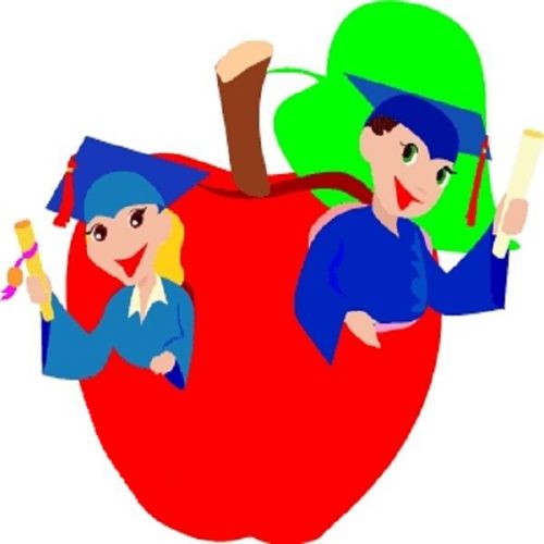 30 Custom Two Grads in Red Apple Personalized Address Labels