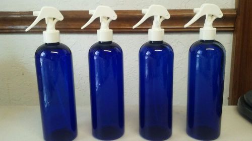 Lot (4)Cobalt blue 16 oz plastic cosmo round misting bottles