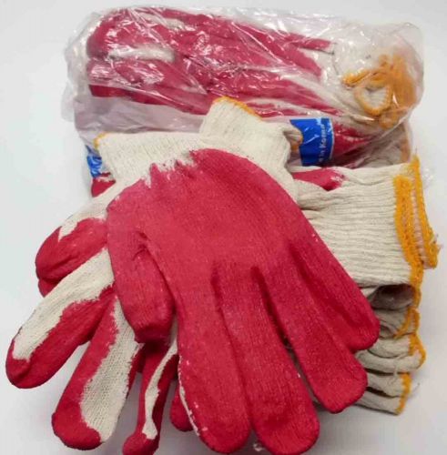 Lot of 20 pairs work gloves red latex palm coating rubber coated for sale