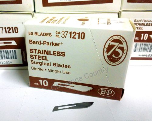 50 B-D Bard Parker Rib Back Carbon Steel Surgical Blades No. 10 Cat. 371210