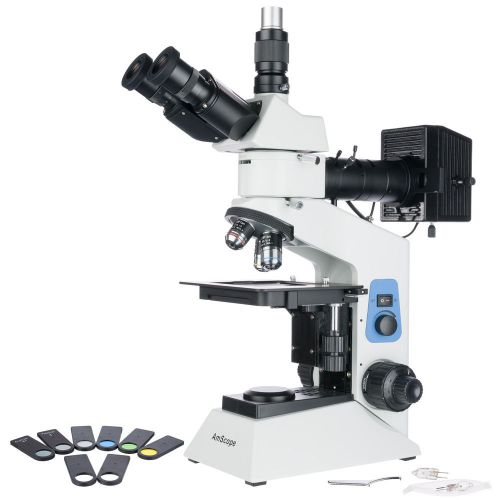 AmScope ME580T 50X-500X Trinocular Polarized-light Metallurgical Microscope