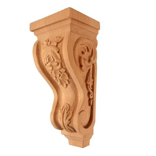 One Pair- Maple Wood- Small Acanthus Corbels-3-1/2&#034; x 3  x  8&#034;- CORBEL-A-12