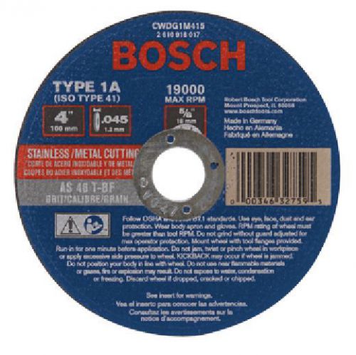 Bosch type 1a stainless metal 4&#034; cut off wheel, thin (.045&#034;) x 5/8&#034; cwdg1m415 for sale