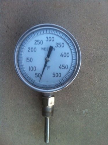 Weston 4513  5&#034; diameter 50-500f thermometer 2.5&#034; stem 3/4&#034; npt for sale