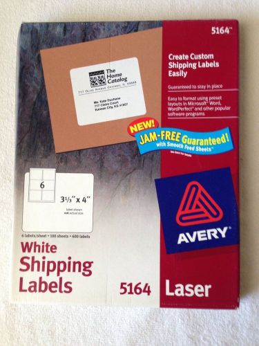 Avery 5164 Laser White Shipping Labels 3-1/3” x 4” (open, 552 labels, 92 sheets)