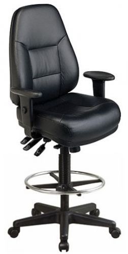 Harwick black leather drafting chair stool, model 100kl for sale