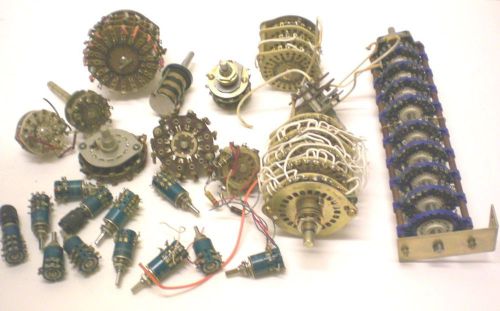 24 Assorted Used Rotary Switches Oak,Centralab &amp; Others w/silver contacts USA