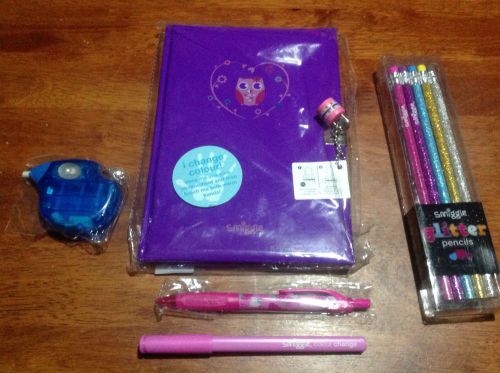 Smiggle Stationery Set Colour Change Diary Glitter Pencils Electric Eraser Pens