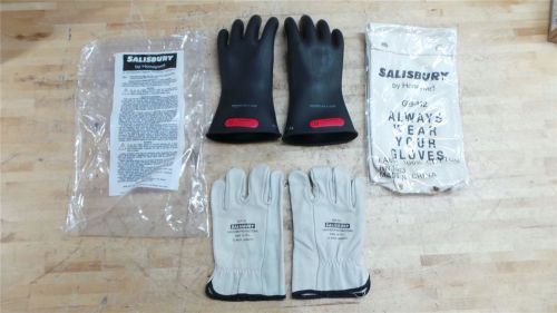 Salisbury gk011b/10 class 0 size 10 black natural rubber electrical glove kit for sale