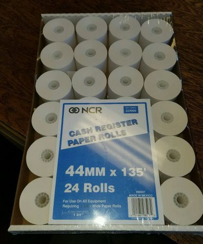 24 pack 44mm (1 3/4&#034;)  x 135&#039; NCR cash register paper rolls