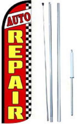 Auto repair windless  swooper flag with complete hybrid pole set for sale
