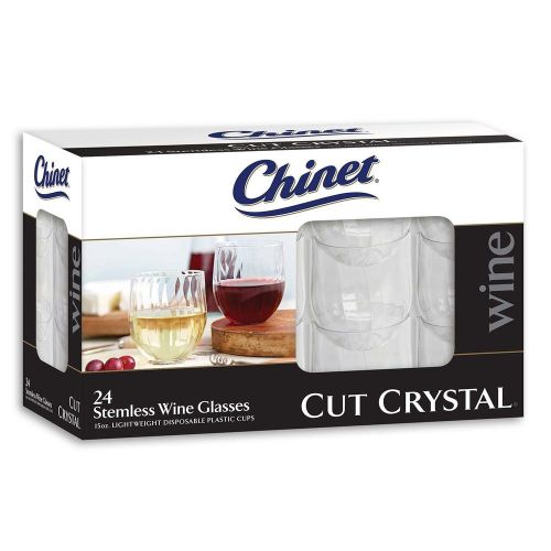 Chinet Stemless Plastic Wine Glasses 24 Count