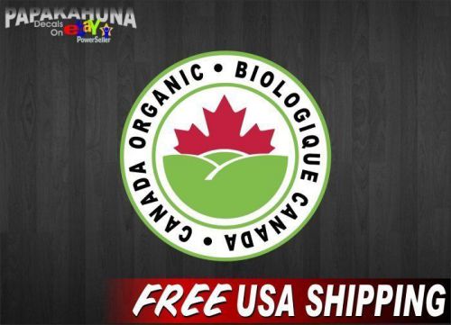 2 canadian 5&#034; organic vinyl decals grocery or concession truck canada stickers for sale