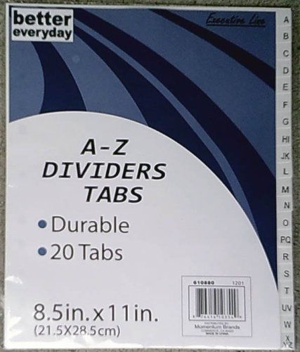 20 Alphabet Binder Dividers - A Thru Z