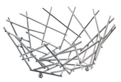 American metalcraft fruc10 round thatch basket, chrome for sale