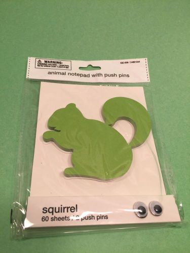 Foray Green SQUIRREL Animal Notepad w Eye Push Pins 1 Pack NEW! Free Shipping!